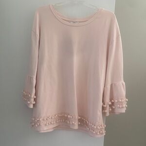 crown & ivy Light Pink Pom-Pom Trim Blouse